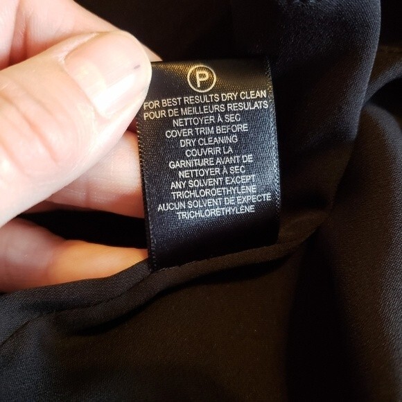 HALSTON HERITAGE High Neck Flowy Cami Silk Dress Black Back Logo - Picture 13 of 13